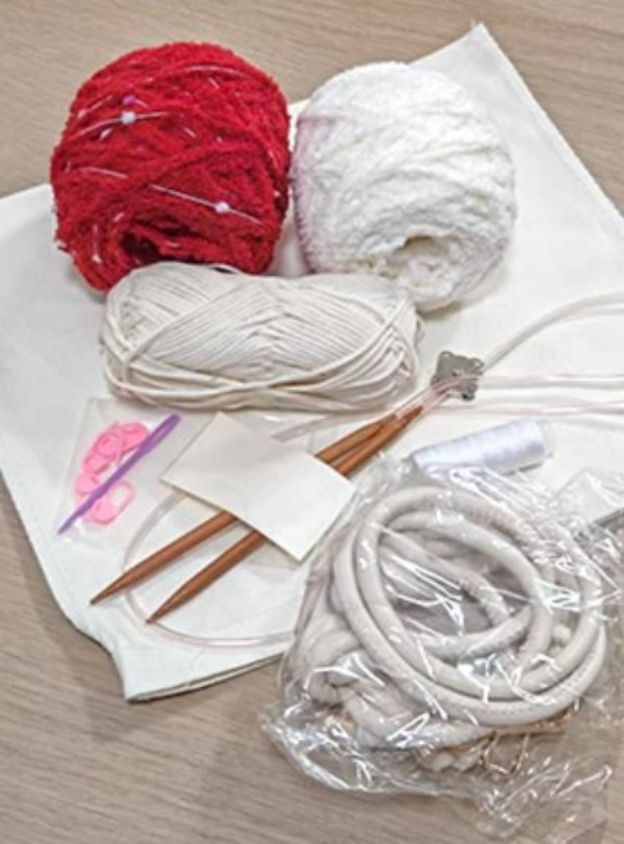 Fleece color matching bag DIY material bag shoulder crossbody soft handwoven bag autumn and winter gift original-HOOKSTH