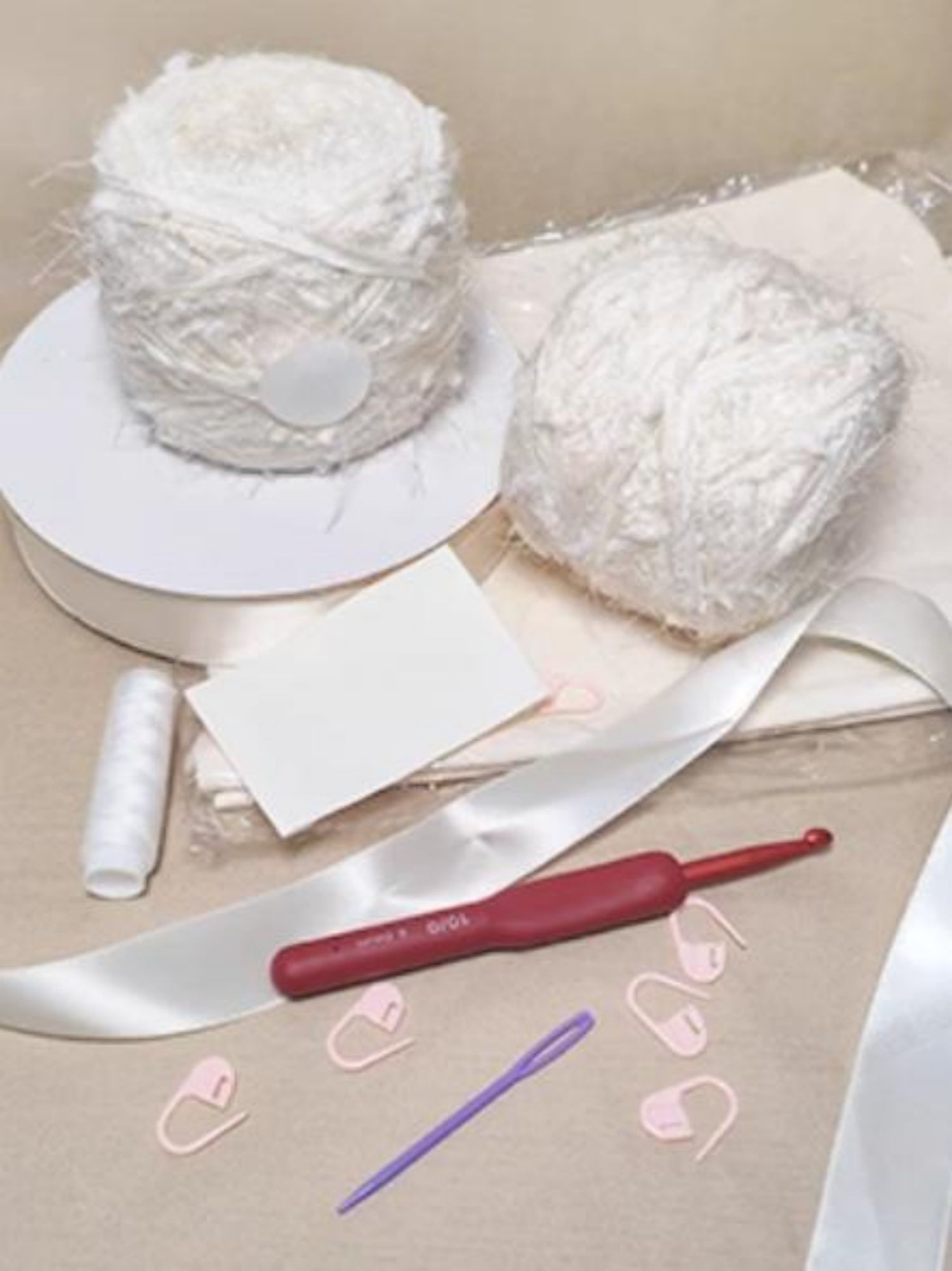 Hand Mixed Thread Hollow Ribbon Bag DIY Material Bag One Shoulder Knitting Crocheted Handmade Gift Beige Original-HOOKSTH