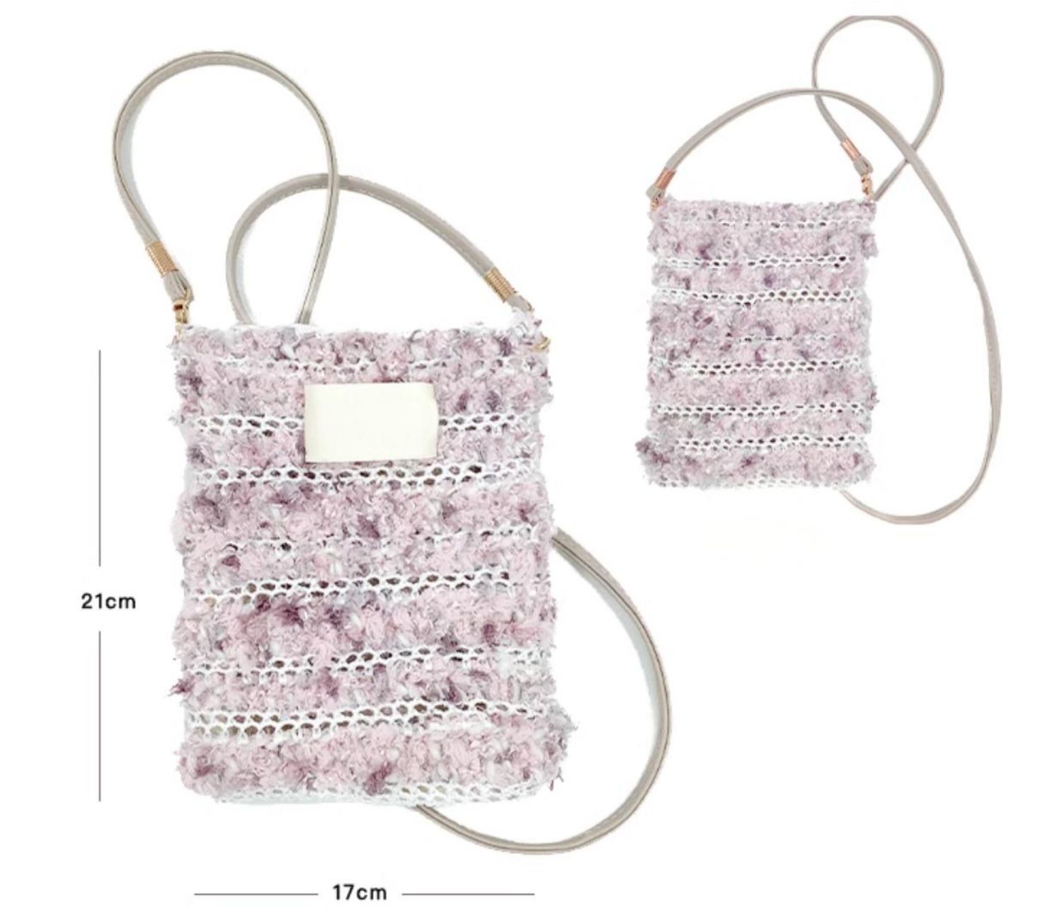 Hand mixed thread Ribbon Mobile Phone Crossbody Bag DIY Material Bag Crocheted Handmade Gift Original Valentine's Day Girlfriend Birthday-HOOKSTH