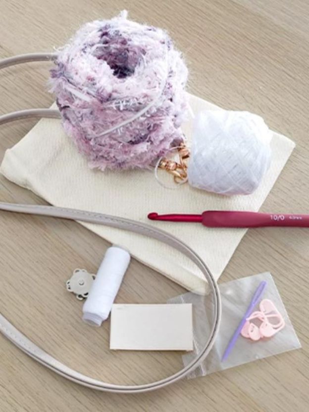 Hand mixed thread Ribbon Mobile Phone Crossbody Bag DIY Material Bag Crocheted Handmade Gift Original Valentine's Day Girlfriend Birthday-HOOKSTH