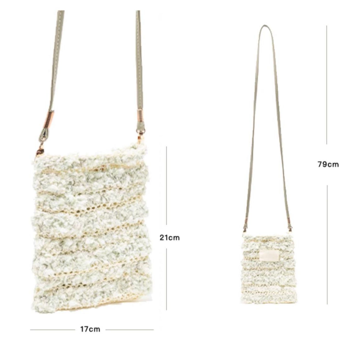 Hand mixed thread Ribbon Mobile Phone Crossbody Bag DIY Material Bag Crocheted Handmade Gift Original Valentine's Day Girlfriend Birthday-HOOKSTH