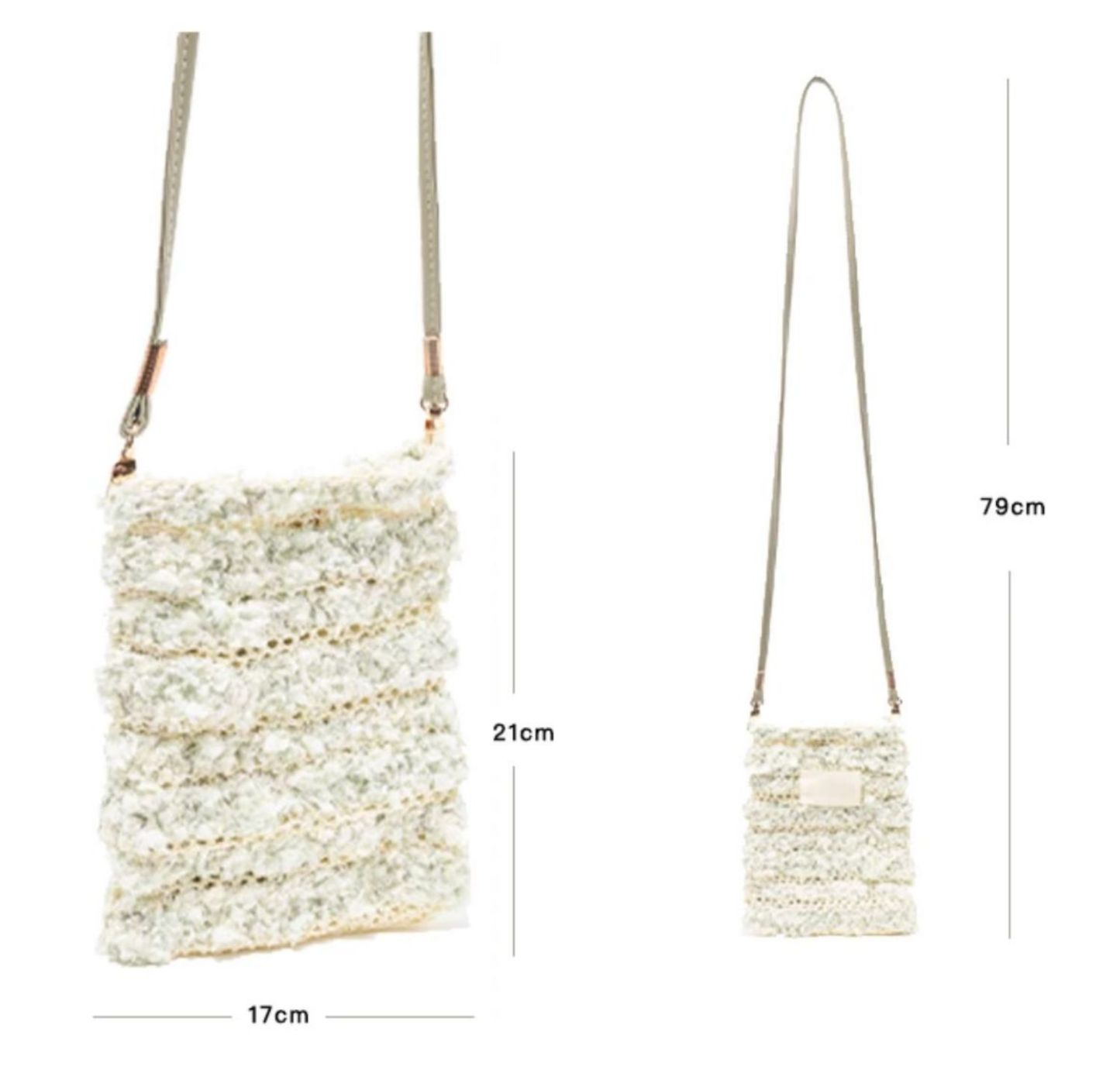 Hand mixed thread Ribbon Mobile Phone Crossbody Bag DIY Material Bag Crocheted Handmade Gift Original Valentine's Day Girlfriend Birthday-HOOKSTH