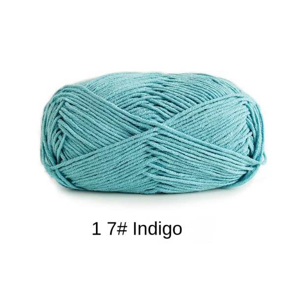 Blue 4-ply combed Cotton &  Acrylic hand knitting yarn 50g hand-woven gift crochet rod hat scarf sweater handmade gift-HOOKSTH