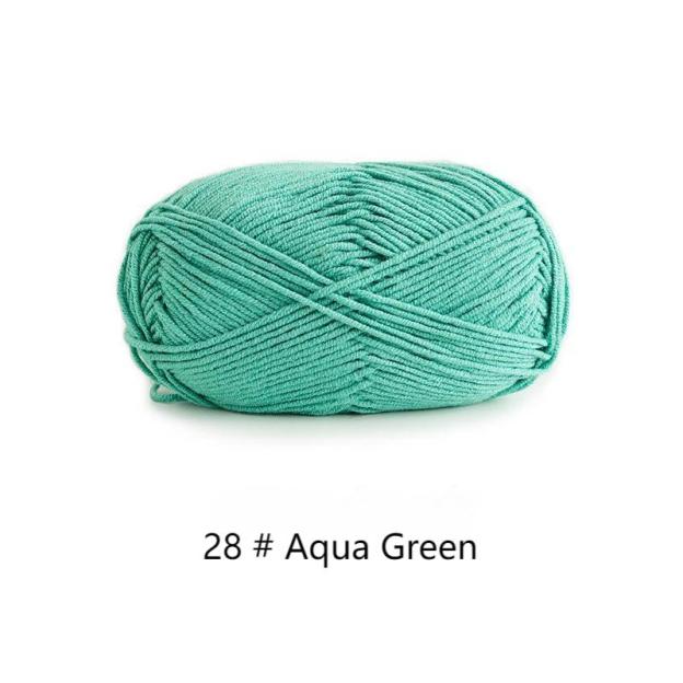 Green Cyan 4-ply combed Cotton &  Acrylic hand knitting yarn 50g hand-woven gift crochet rod hat scarf sweater handmade gift-HOOKSTH