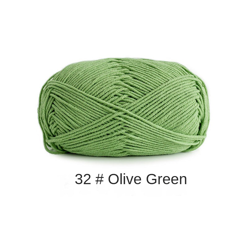 Green Cyan 4 strands of milk combed cotton medium and coarse wool ball hand-woven 50g crochet rod hat scarf sweater handmade gift