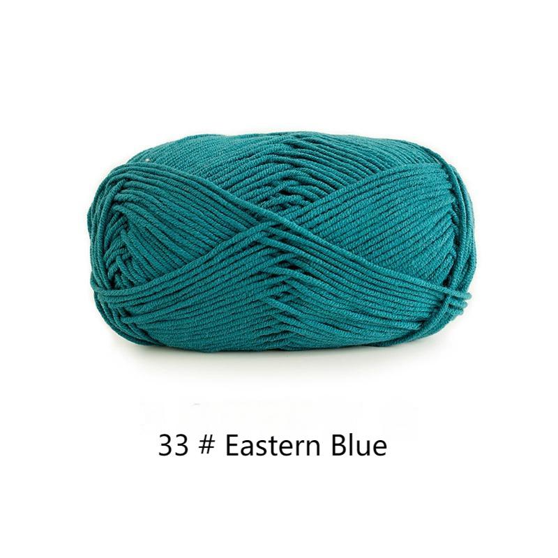Blue 4-ply combed Cotton &  Acrylic hand knitting yarn 50g hand-woven gift crochet rod hat scarf sweater handmade gift-HOOKSTH