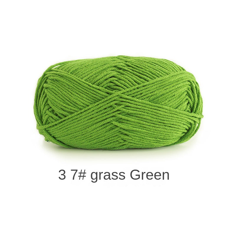 Green Cyan 4 strands of milk combed cotton medium and coarse wool ball hand-woven 50g crochet rod hat scarf sweater handmade gift