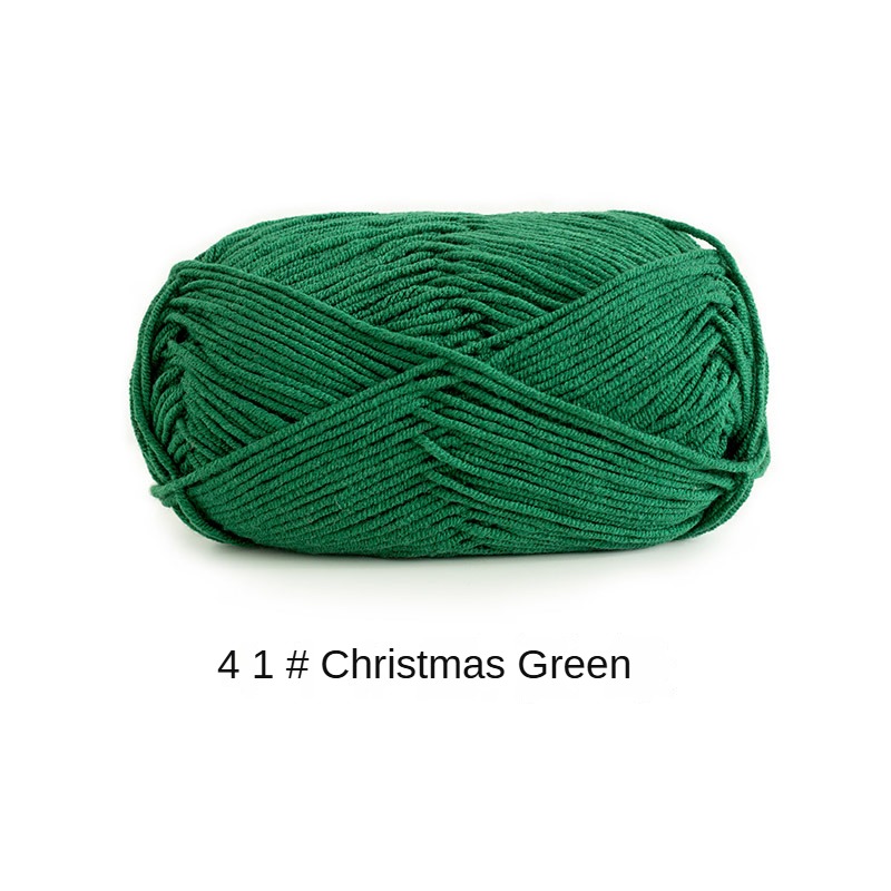 Green Cyan 4 strands of milk combed cotton medium and coarse wool ball hand-woven 50g crochet rod hat scarf sweater handmade gift