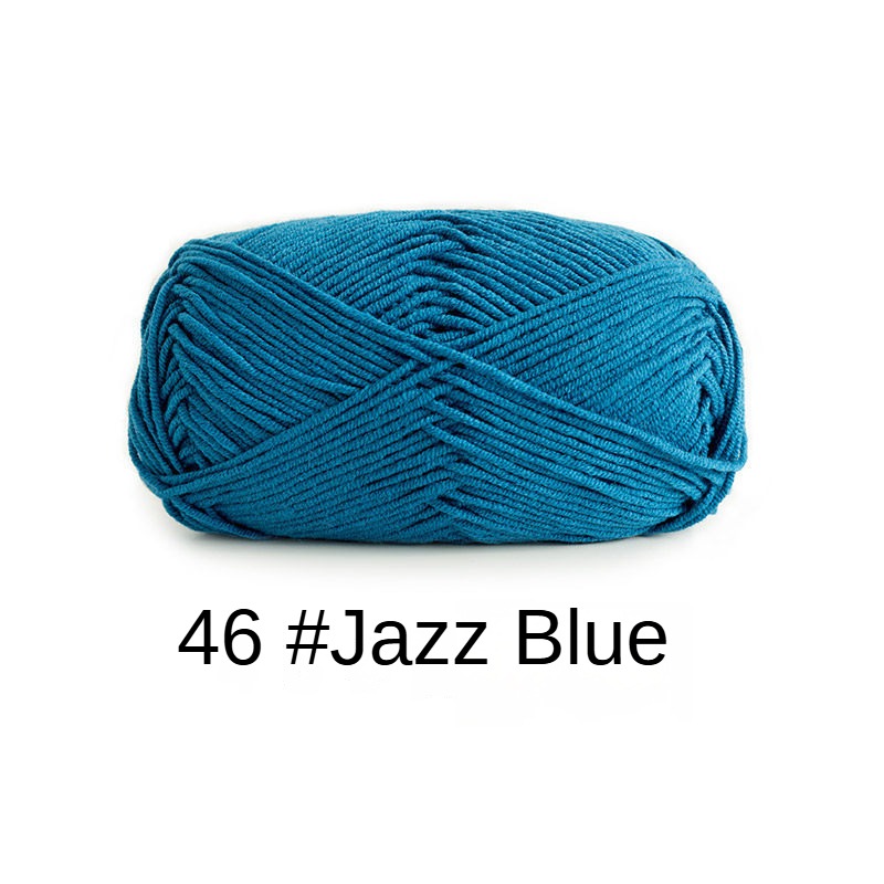 Blue 4 strands of milk combed cotton medium and coarse wool ball hand-woven 50g crochet rod hat scarf sweater handmade gift