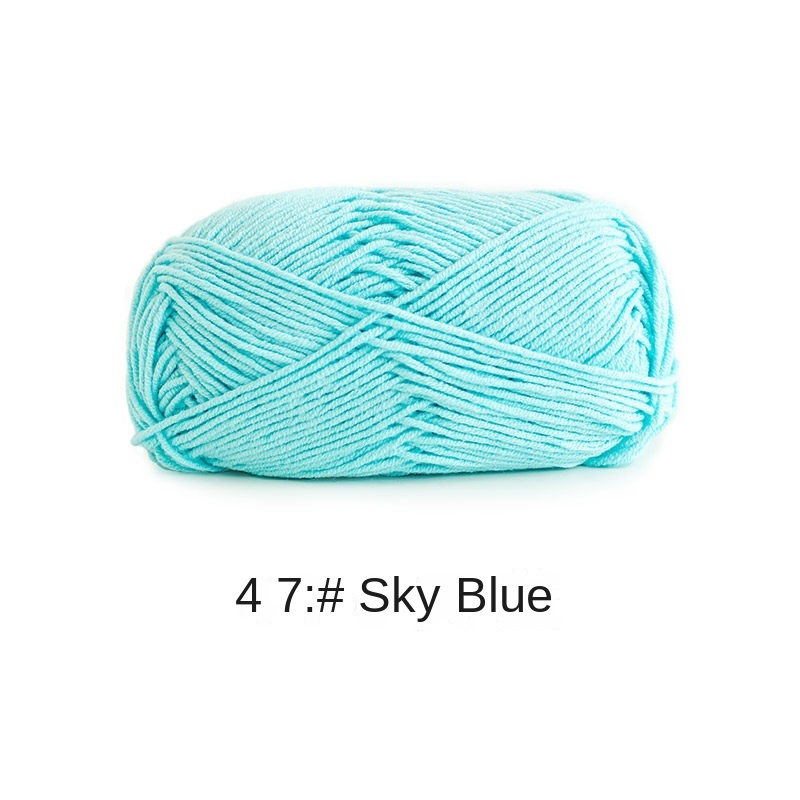 Blue 4-ply combed Cotton &  Acrylic hand knitting yarn 50g hand-woven gift crochet rod hat scarf sweater handmade gift-HOOKSTH