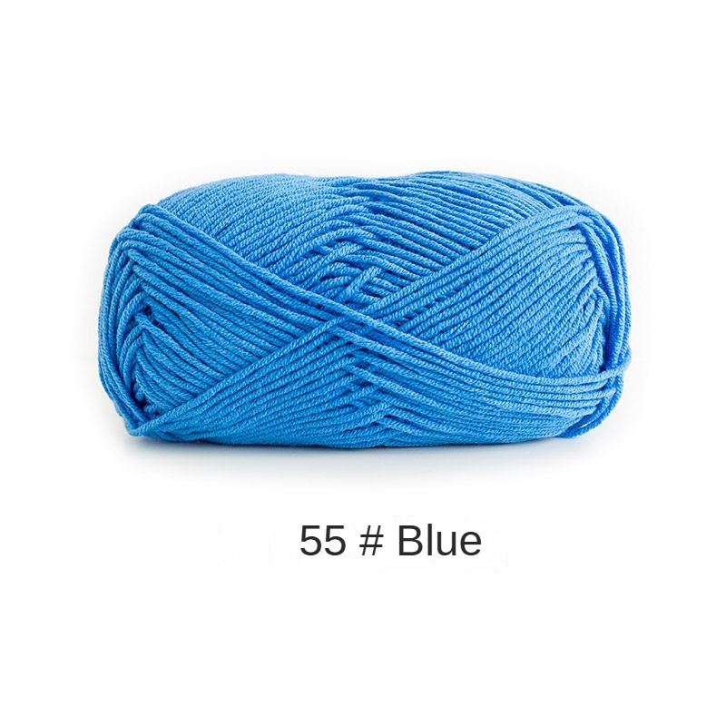 Blue 4-ply combed Cotton &  Acrylic hand knitting yarn 50g hand-woven gift crochet rod hat scarf sweater handmade gift-HOOKSTH