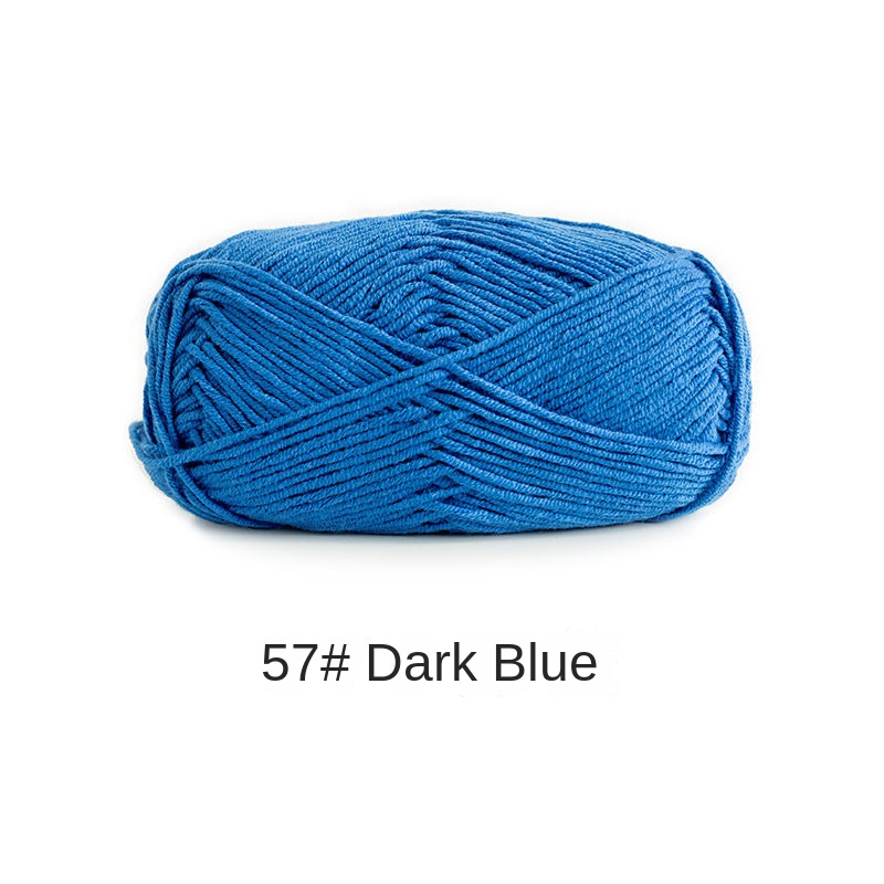 Blue 4 strands of milk combed cotton medium and coarse wool ball hand-woven 50g crochet rod hat scarf sweater handmade gift