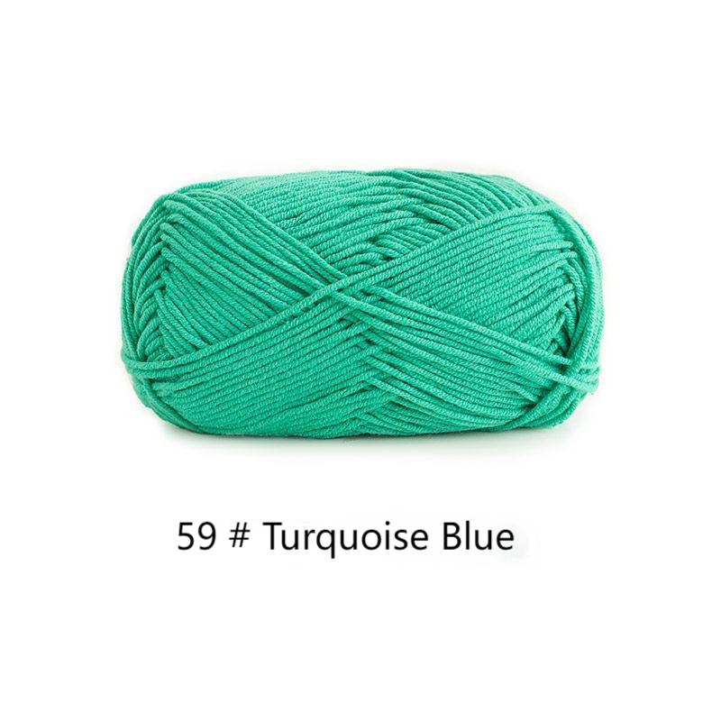 Green Cyan 4 strands of milk combed cotton medium and coarse wool ball hand-woven 50g crochet rod hat scarf sweater handmade gift
