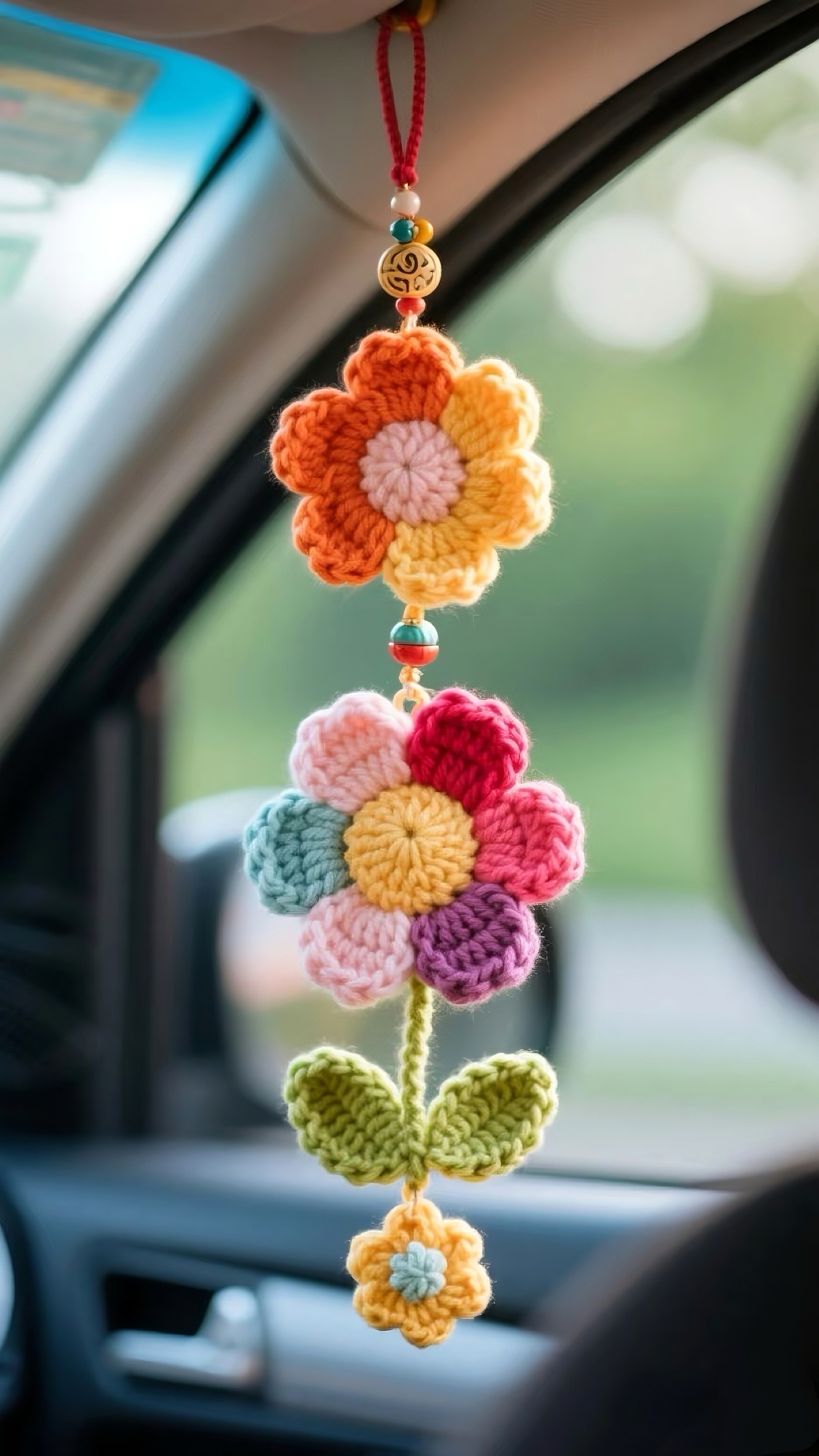 Crochet Car Pendant Flower Pendant Pattern Material Kit Gift For Boyfriend Or Girlfriend