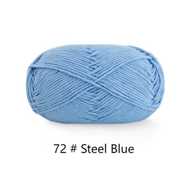 Blue 4-ply combed Cotton &  Acrylic hand knitting yarn 50g hand-woven gift crochet rod hat scarf sweater handmade gift-HOOKSTH