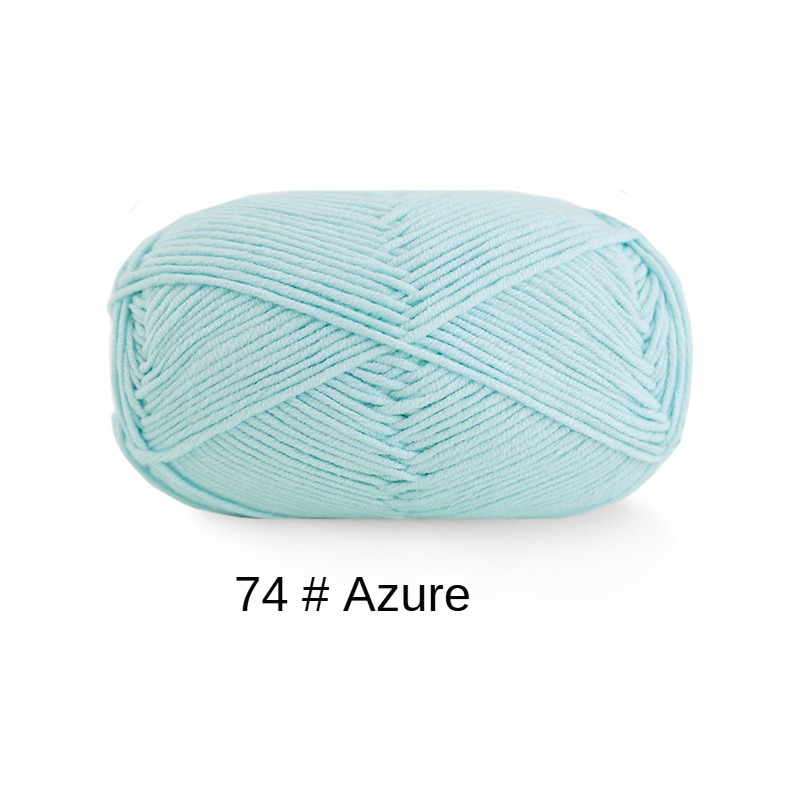 Blue 4 strands of milk combed cotton medium and coarse wool ball hand-woven 50g crochet rod hat scarf sweater handmade gift