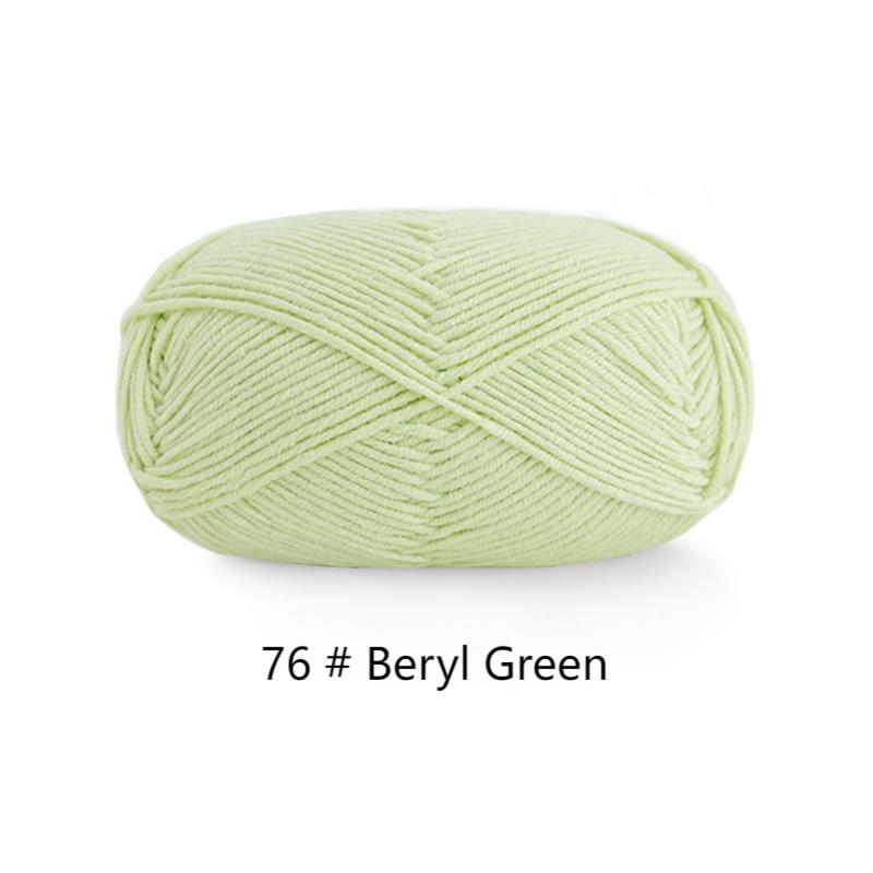 Green Cyan 4 strands of milk combed cotton medium and coarse wool ball hand-woven 50g crochet rod hat scarf sweater handmade gift
