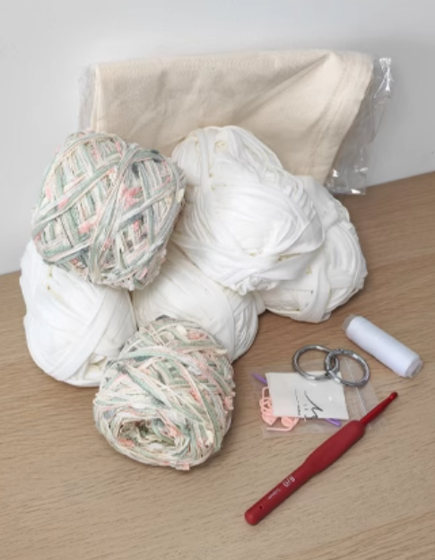 Hand mixed thread flower bag DIY material bag crocheted shoulder handmade gift original-HOOKSTH