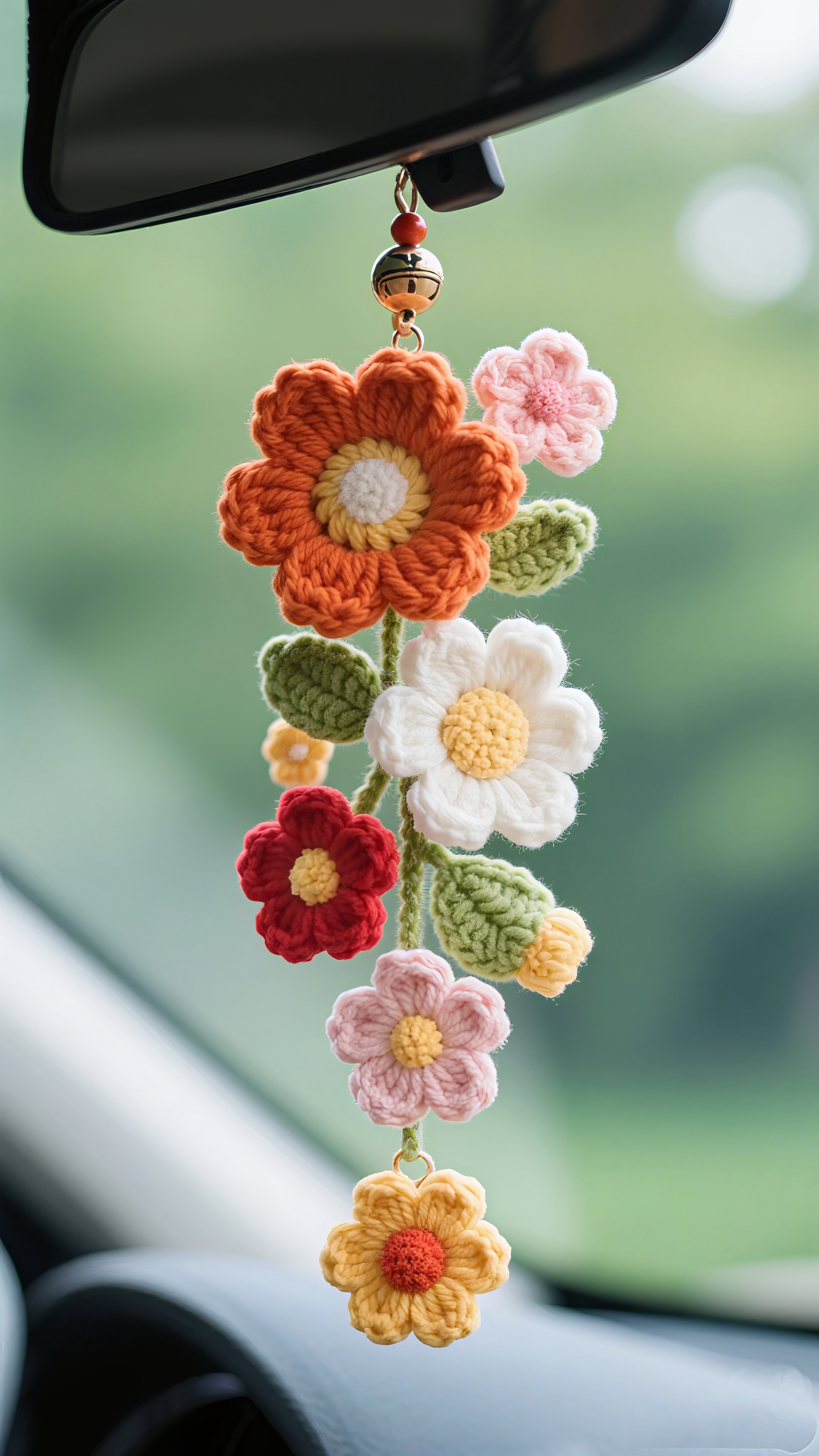 Crochet Car Pendant Flower Pendant Pattern Material Kit Gift For Boyfriend Or Girlfriend