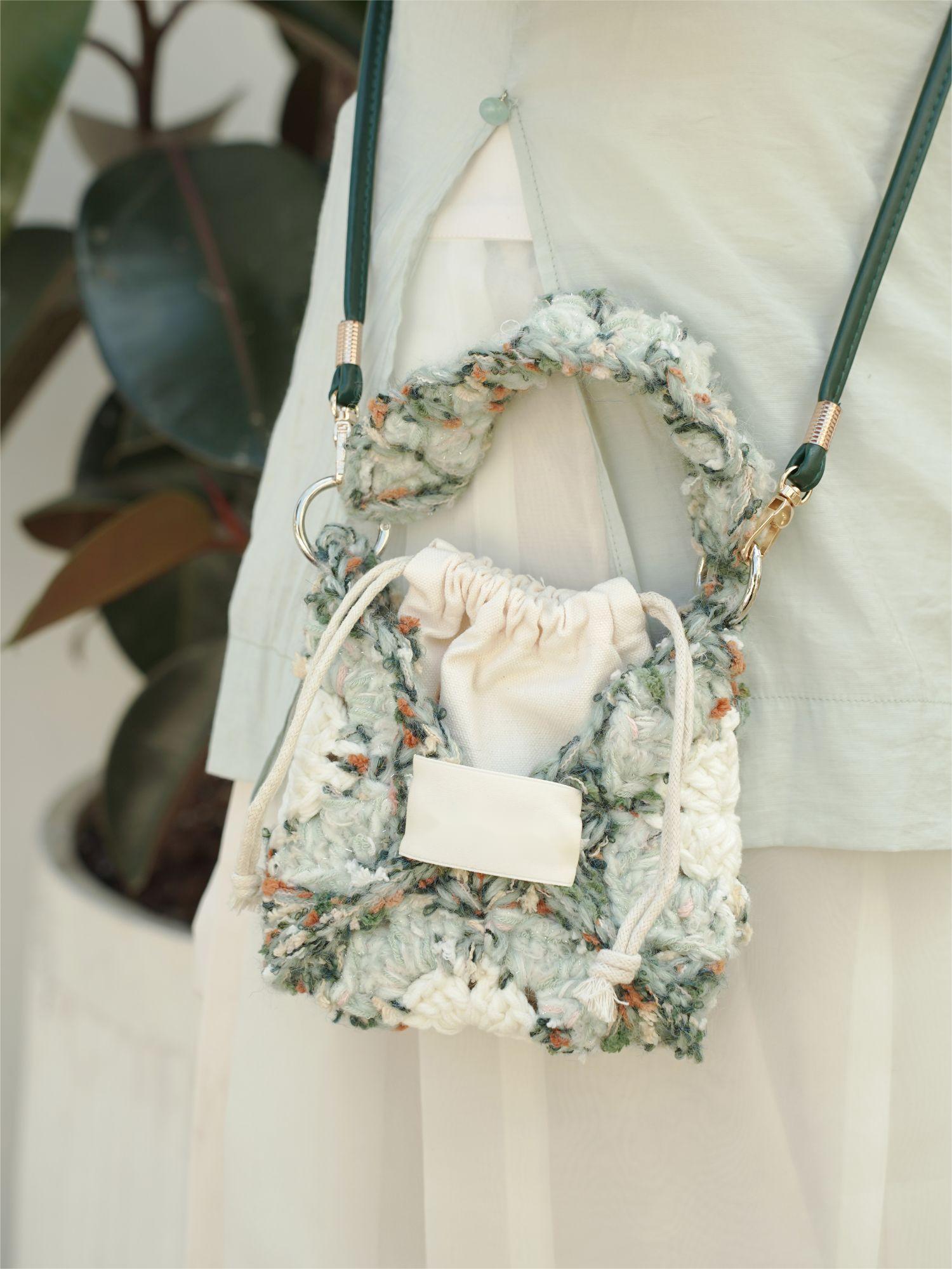 Hand Mixed Thread Square Bag DIY Material Pack Hand Knitted Crocheted Birthday Valentine's Day Gift Original-HOOKSTH