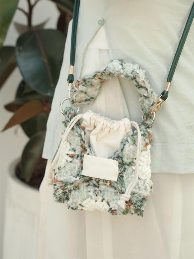 Hand Mixed Thread Square Bag DIY Material Pack Hand Knitted Crocheted Birthday Valentine's Day Gift Original-HOOKSTH