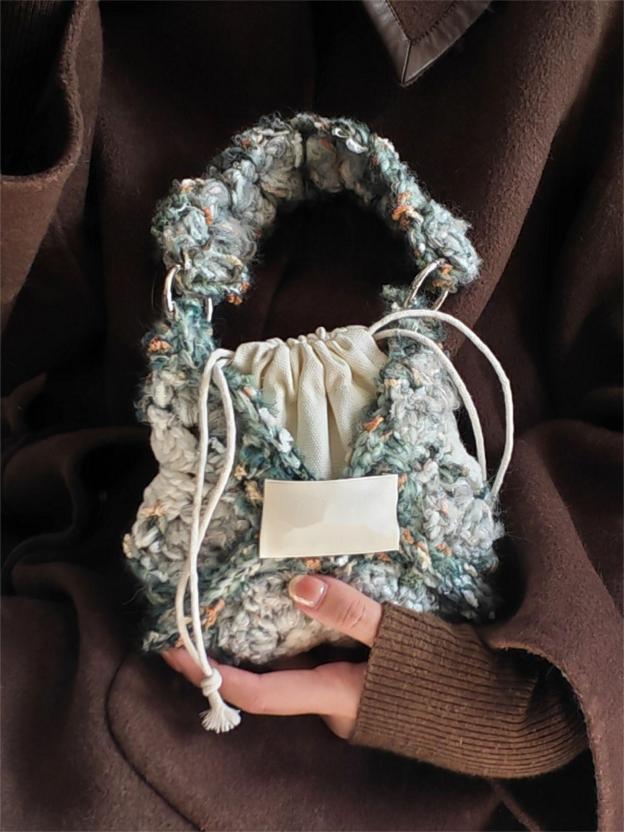 Hand Mixed Thread Square Bag DIY Material Pack Hand Knitted Crocheted Birthday Valentine's Day Gift Original-HOOKSTH