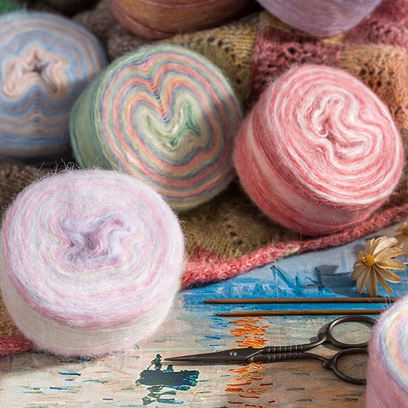 Impression sunrise wool cotton yarn hand-woven gift crochet rod hat scarf sweater handmade gift diy clothes bag-HOOKSTH