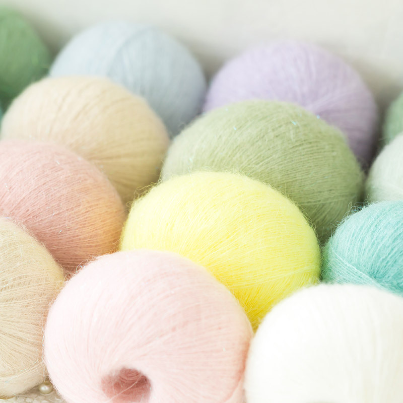 Phantom bright silk mohair hand-woven gift crochet rod hat scarf sweater handmade gift diy clothes bag-HOOKSTH