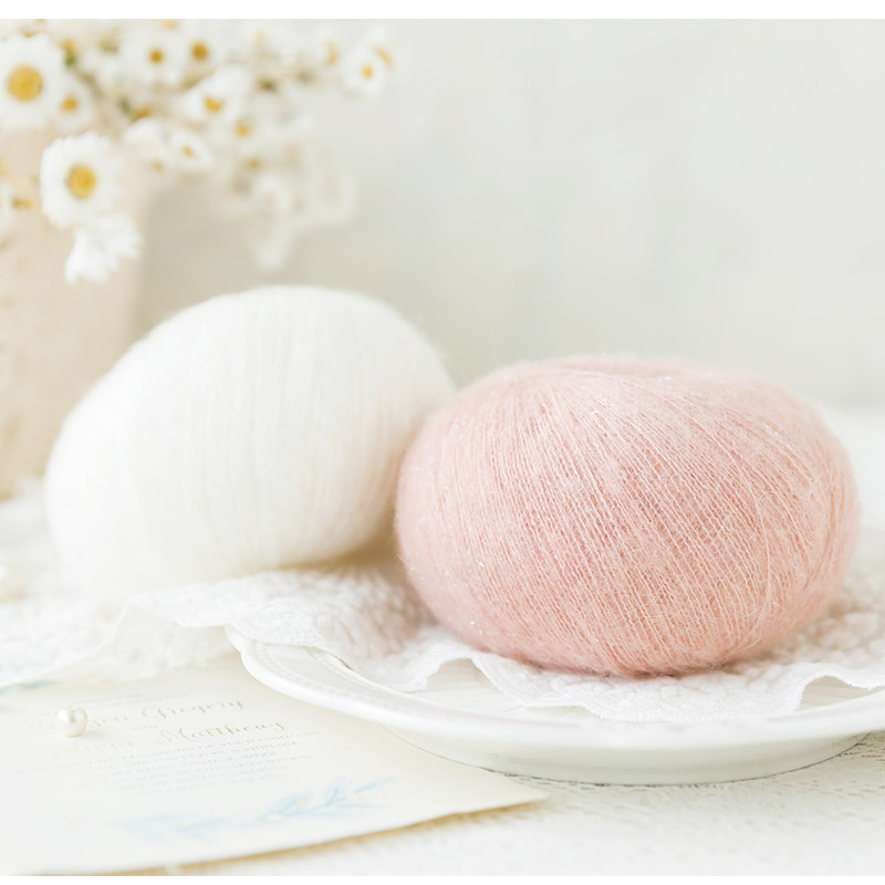 Phantom bright silk mohair hand-woven gift crochet rod hat scarf sweater handmade gift diy clothes bag-HOOKSTH