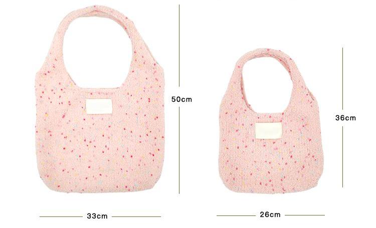 Hand mixed thread sesame bag, pink DIY material bag, shoulder woven handmade gift, give original-HOOKSTH