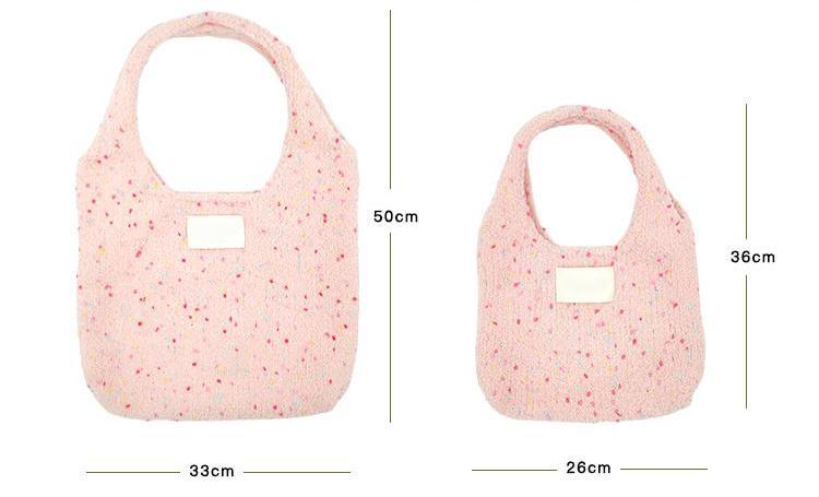 Hand mixed thread sesame bag, pink DIY material bag, shoulder woven handmade gift, give original-HOOKSTH