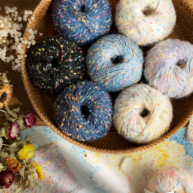 Pointillist cotton yarn hand-woven gift crochet rod hat scarf sweater handmade gift diy clothes bag-HOOKSTH