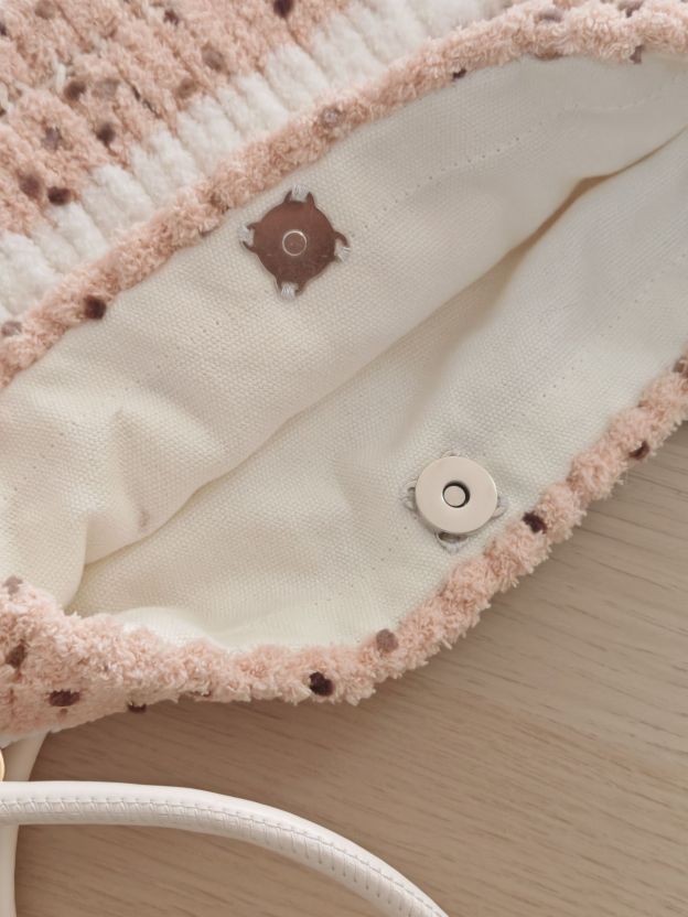 Fleece color matching bag DIY material bag shoulder crossbody soft handwoven bag autumn and winter gift original-HOOKSTH