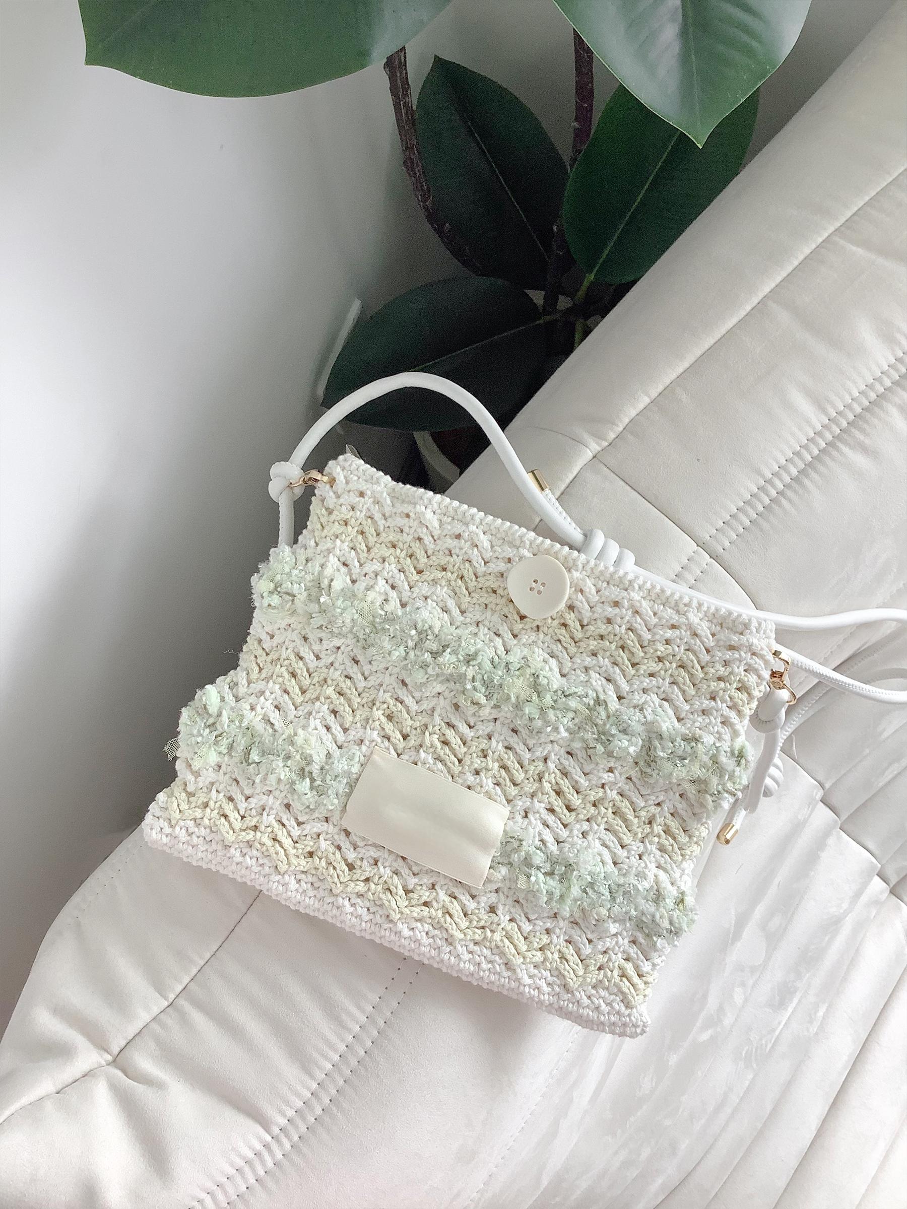 Hand mixed thread Bobo Bag DIY Material Bag Woven Handmade Bag Crocheted Original Contrast Color One Shoulder Crossbody-HOOKSTH
