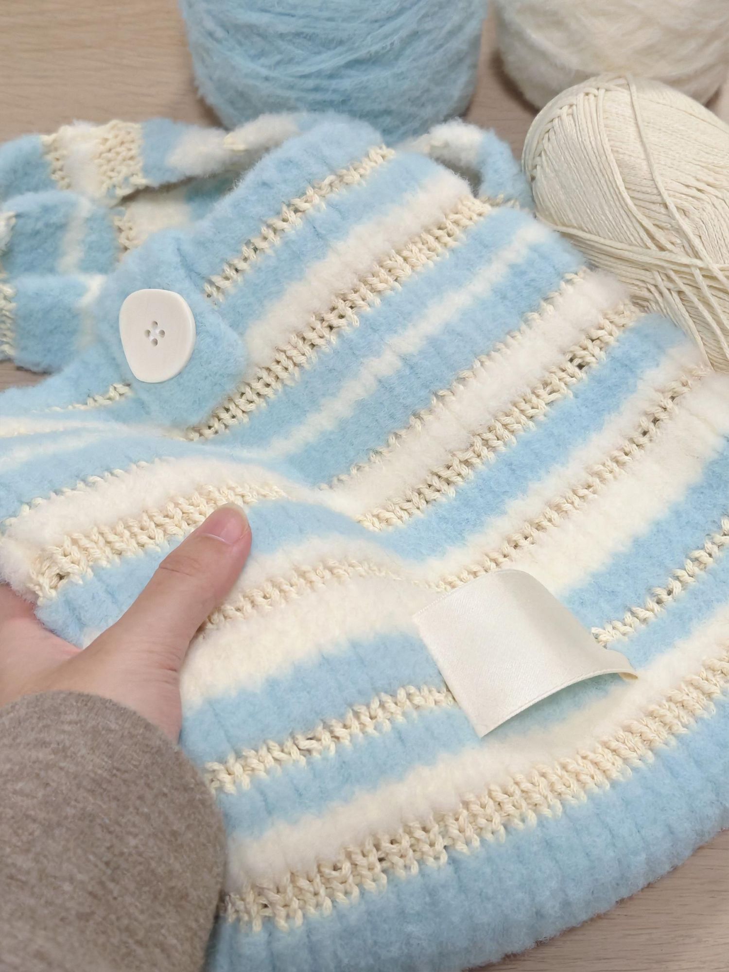 Marshmallow mix color bag DIY material bag shoulder crossbody soft hand-woven autumn and winter gifts original-HOOKSTH