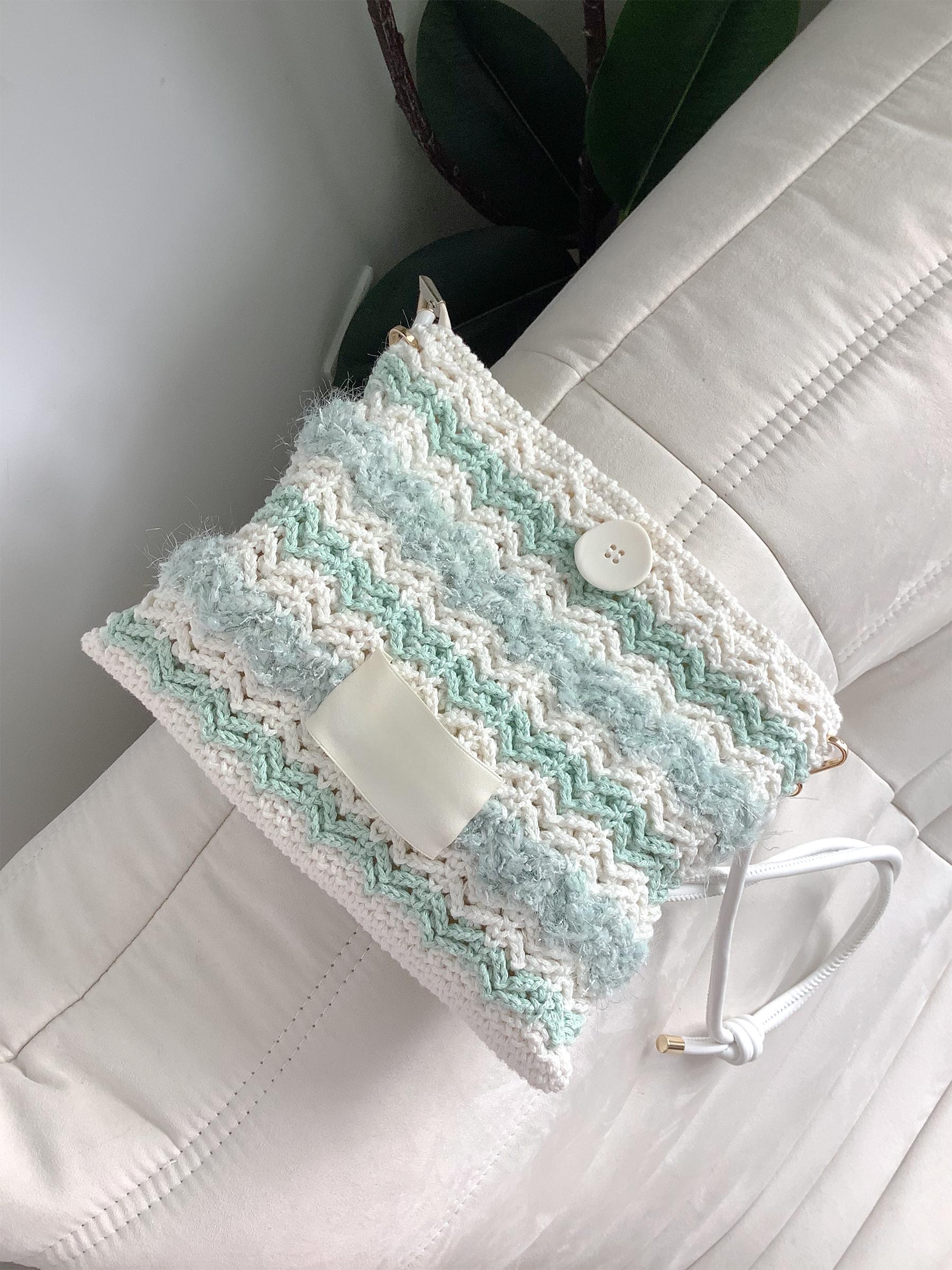 Hand mixed thread Bobo Bag DIY Material Bag Woven Handmade Bag Crocheted Original Contrast Color One Shoulder Crossbody-HOOKSTH