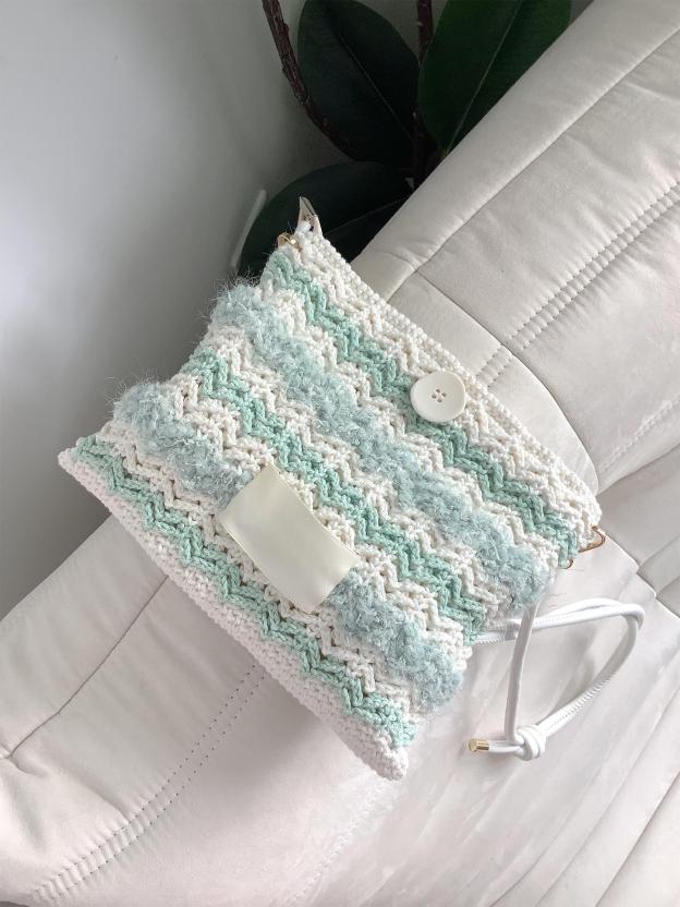 Hand mixed thread Bobo Bag DIY Material Bag Woven Handmade Bag Crocheted Original Contrast Color One Shoulder Crossbody-HOOKSTH