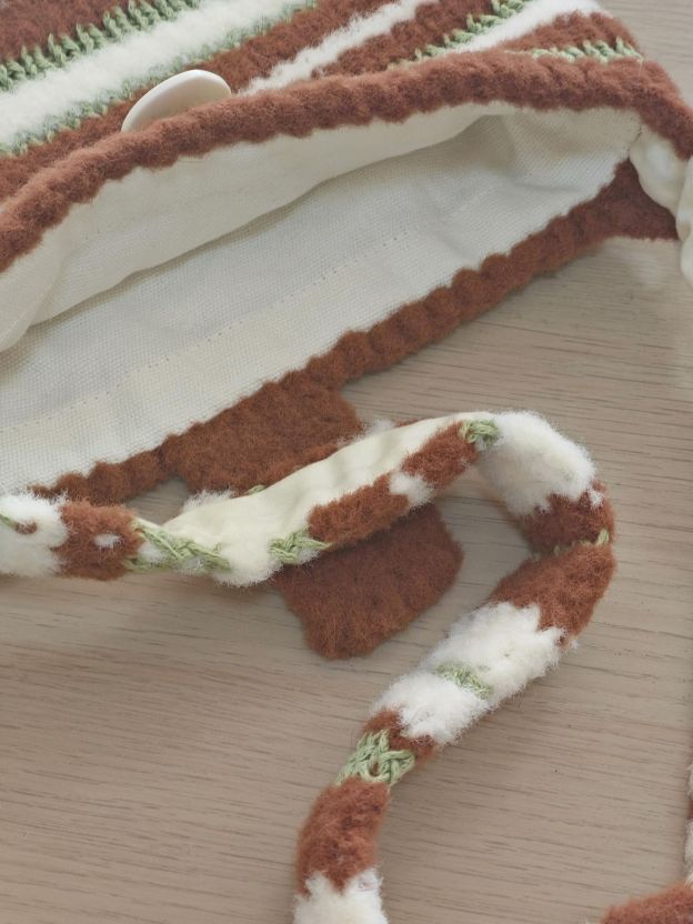 Marshmallow mix color bag DIY material bag shoulder crossbody soft hand-woven autumn and winter gifts original-HOOKSTH