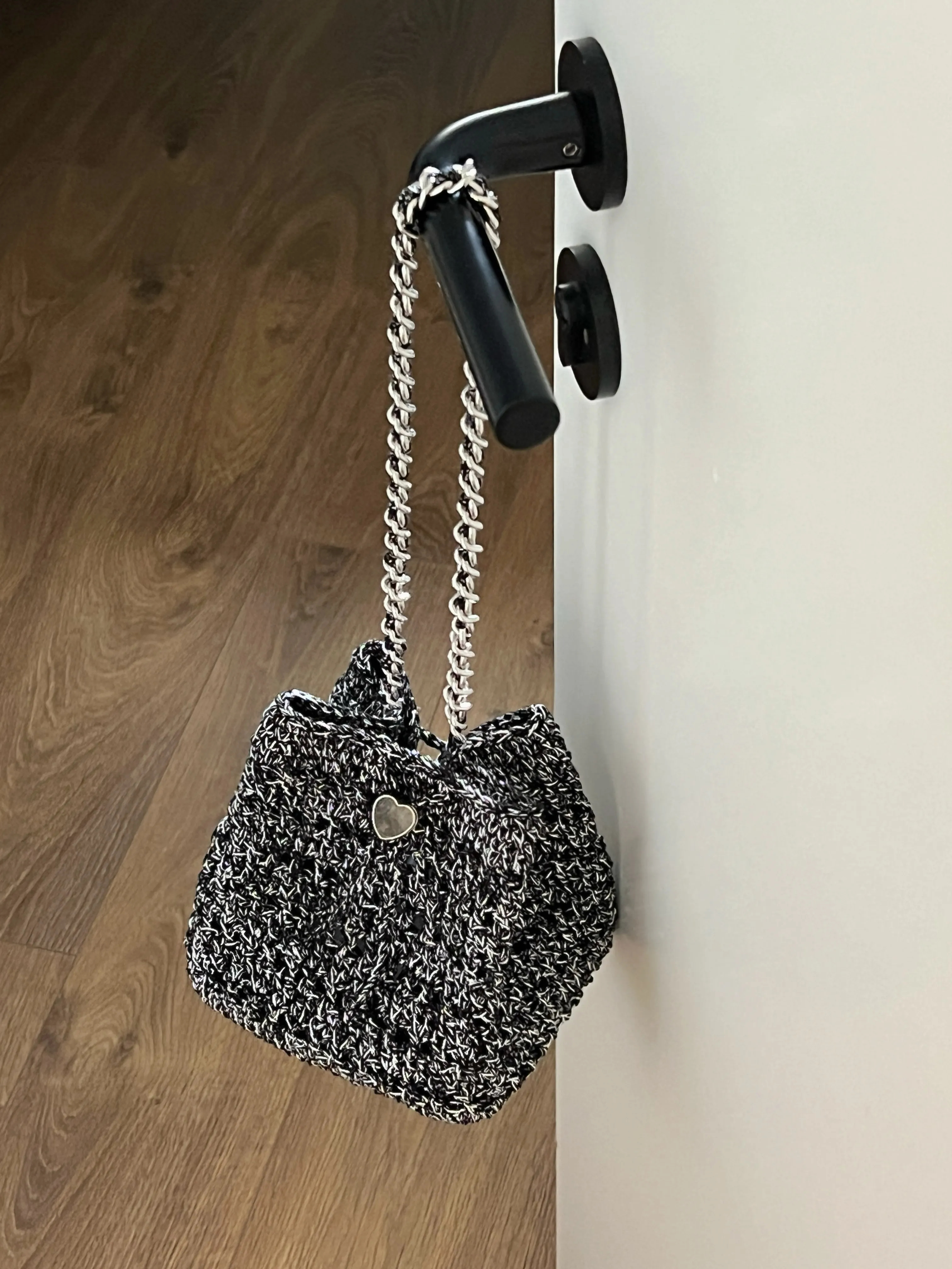  Handmade Crochet Chain Bag with Heart Button material kit