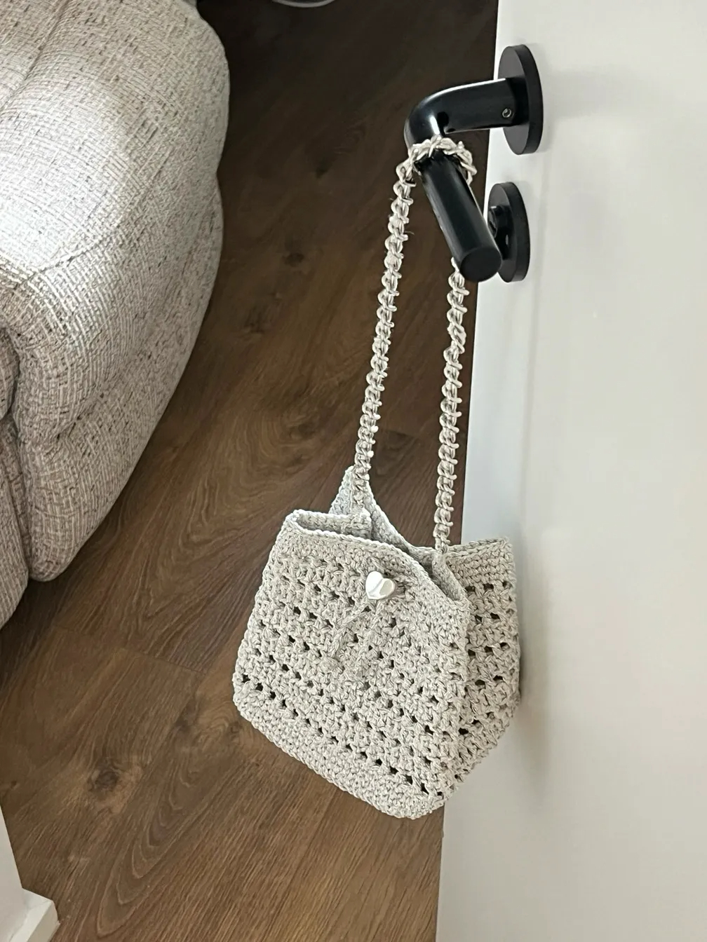  Handmade Crochet Chain Bag with Heart Button material kit