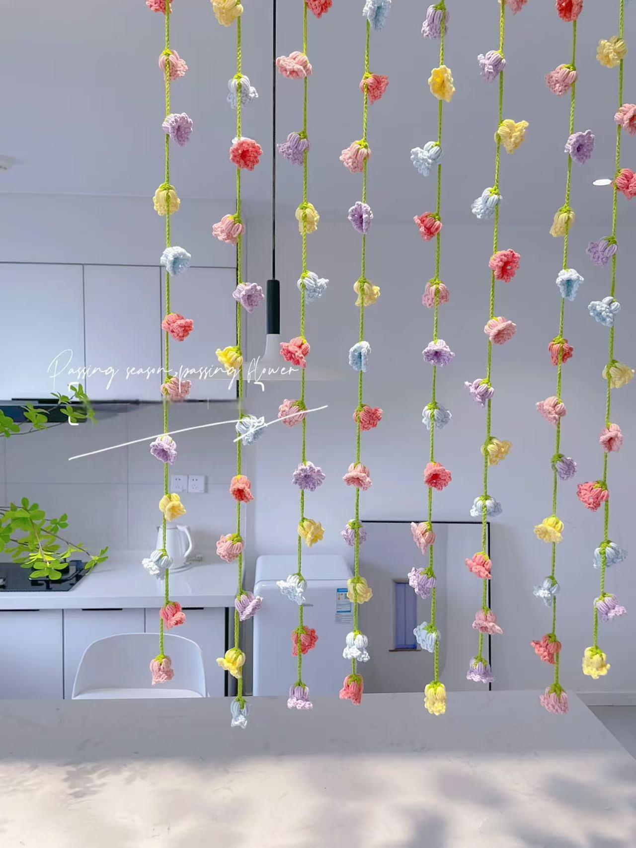 Crochet Flower Curtain Handmade Gift For Friends Family Baby Shower Gift Material Kits