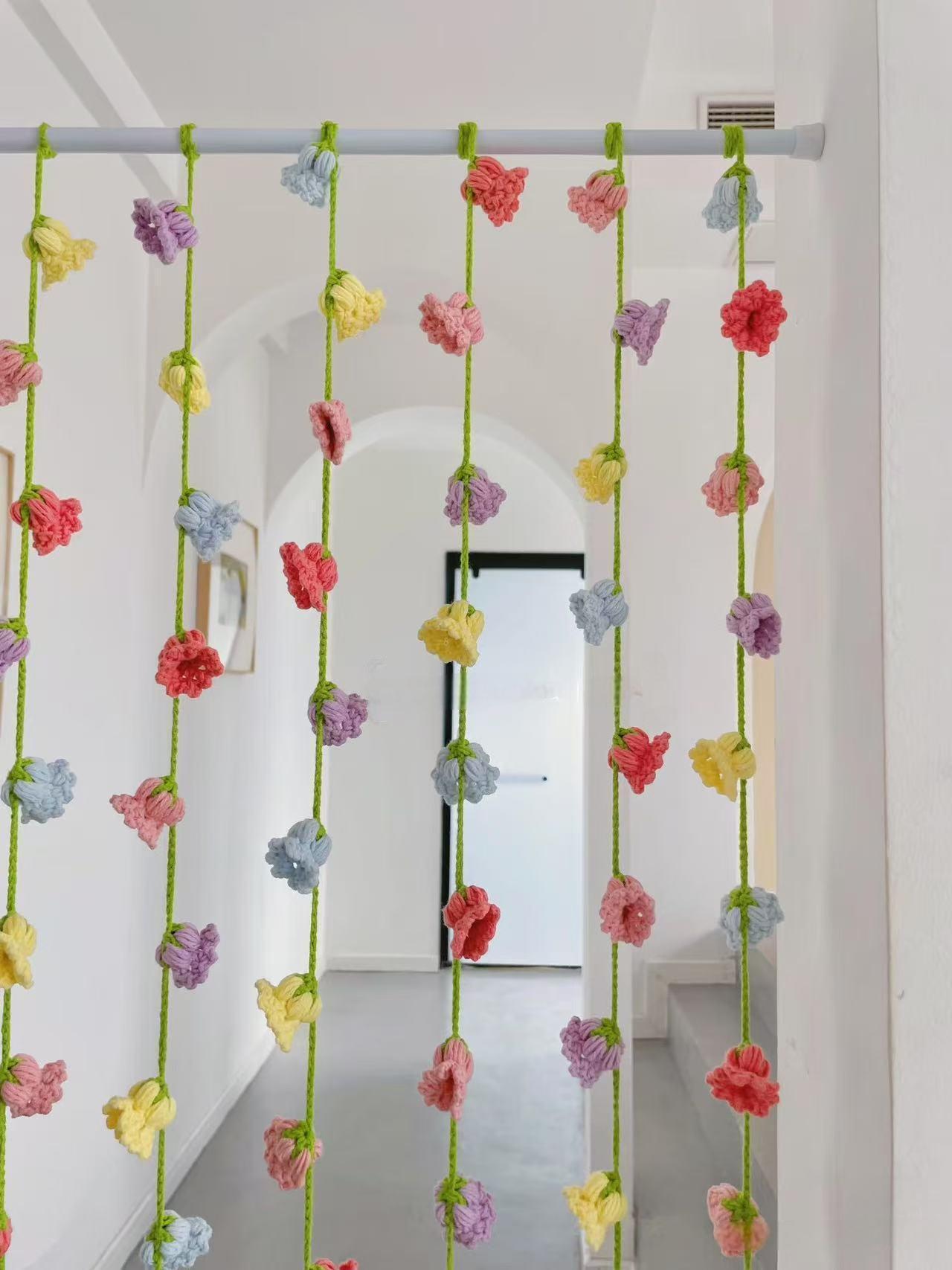 Crochet Flower Curtain Handmade Gift For Friends Family Baby Shower Gift Material Kits
