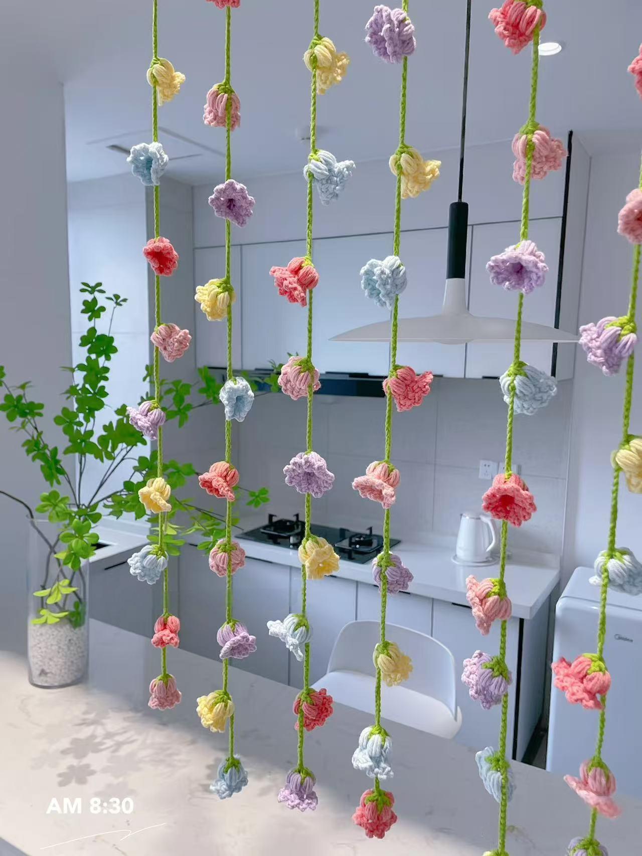 Crochet Flower Curtain Handmade Gift For Friends Family Baby Shower Gift Material Kits