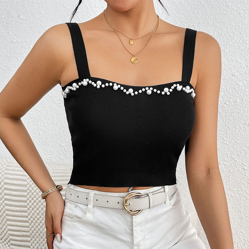 Short midriff-baring sleeveless top