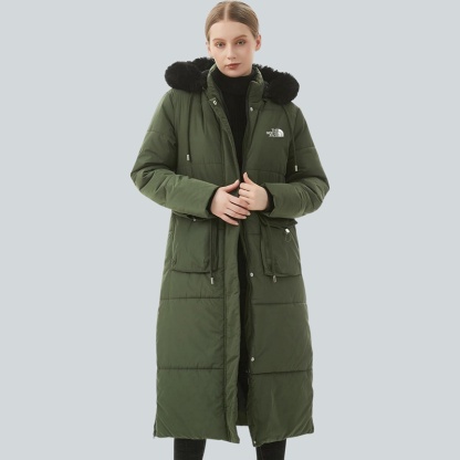 Parka in pelliccia sintetica extra lungo da donna con cappuccio rimovibile