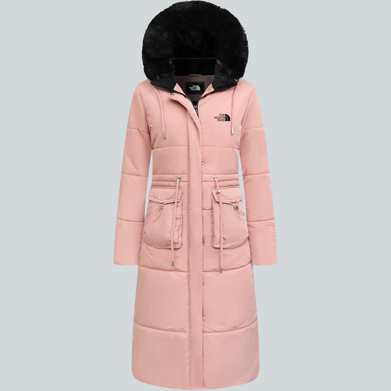 Parka in pelliccia sintetica extra lungo da donna con cappuccio rimovibile