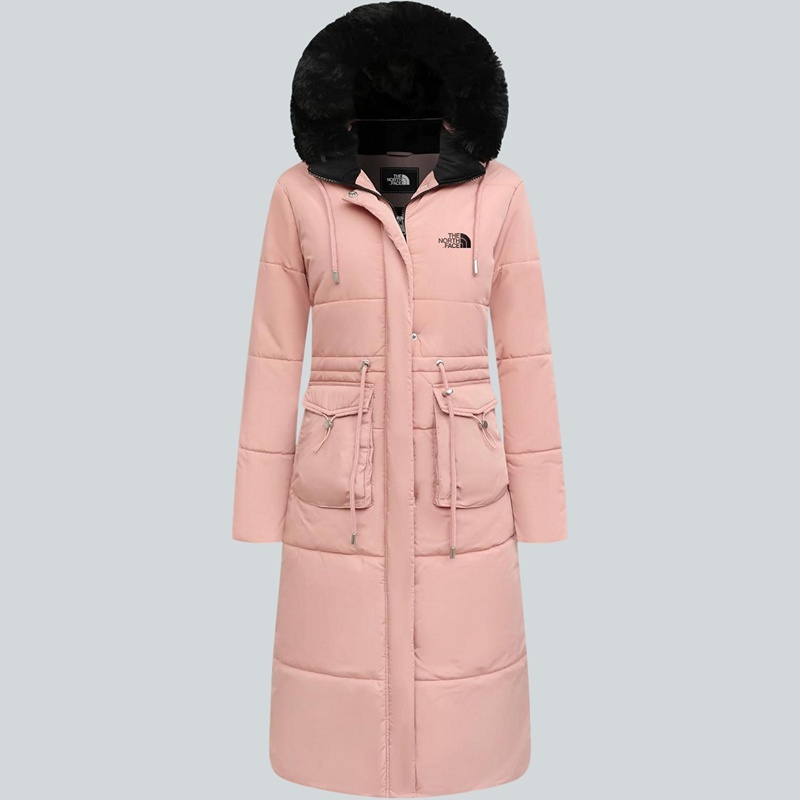 Parka in pelliccia sintetica extra lungo da donna con cappuccio rimovibile