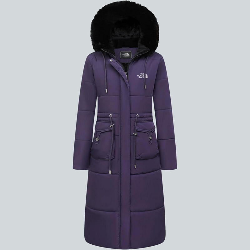 Parka in pelliccia sintetica extra lungo da donna con cappuccio rimovibile