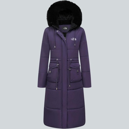 Parka in pelliccia sintetica extra lungo da donna con cappuccio rimovibile