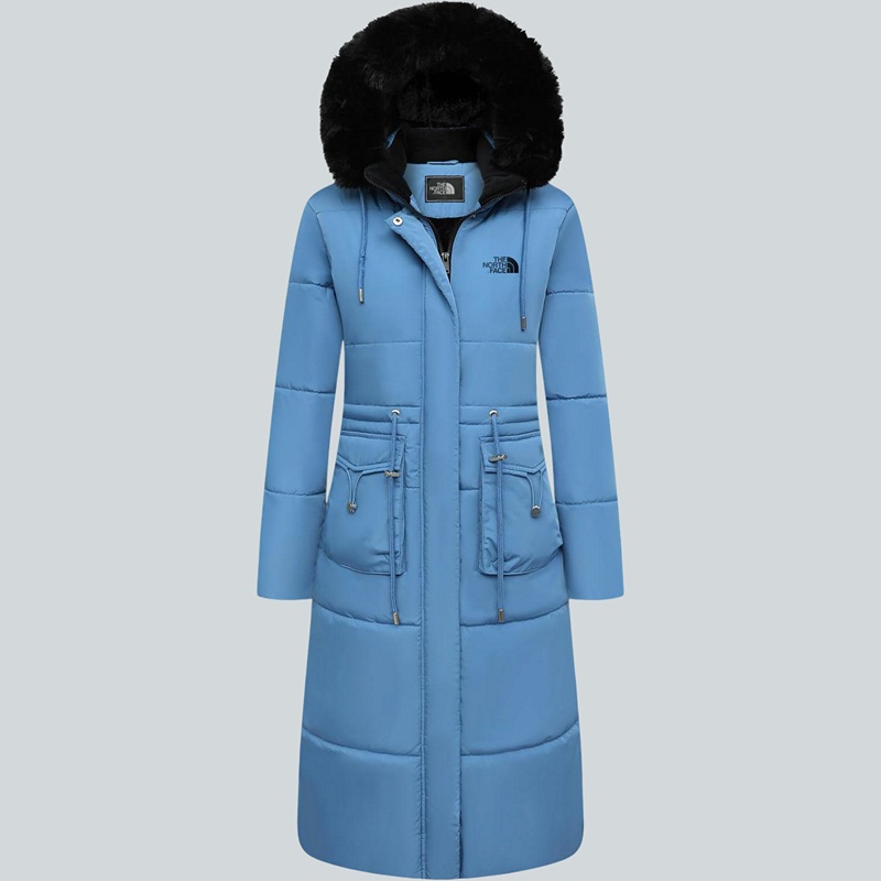 Parka in pelliccia sintetica extra lungo da donna con cappuccio rimovibile